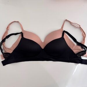 Soma Embliss Luxe Wireless Lace J Hook Convertible Straps Beige Black Size 32DD